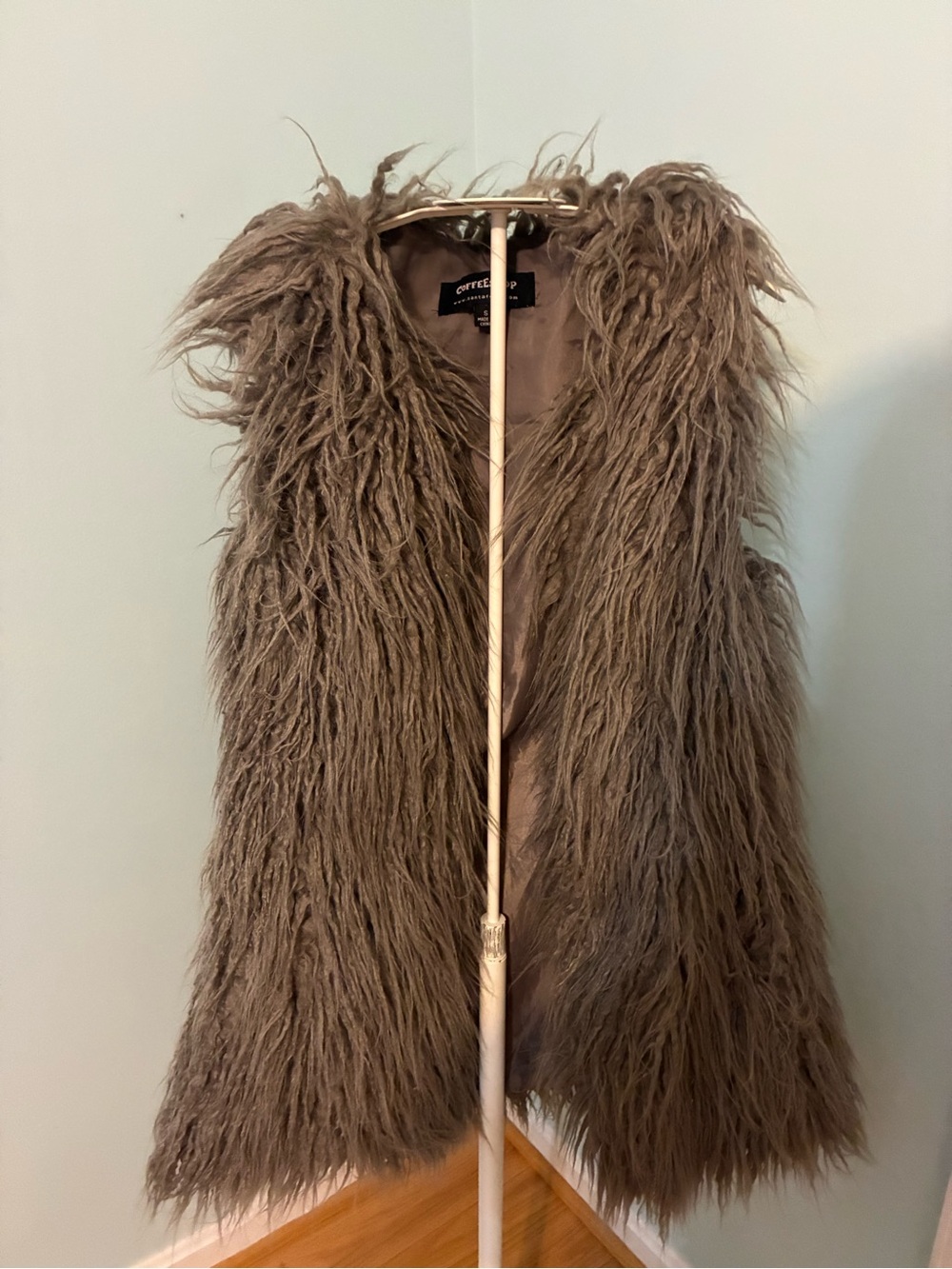 CoffeeShop Taupe Shag Faux Fur Vest